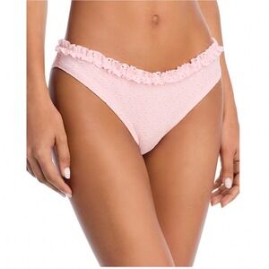 AQUA Ruffle Eyelet Bikini Bottom Petal Pink XS New 5403989